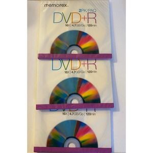 Memorex DVD+R Discs, 3 2pk packages (6 total discs) NIB